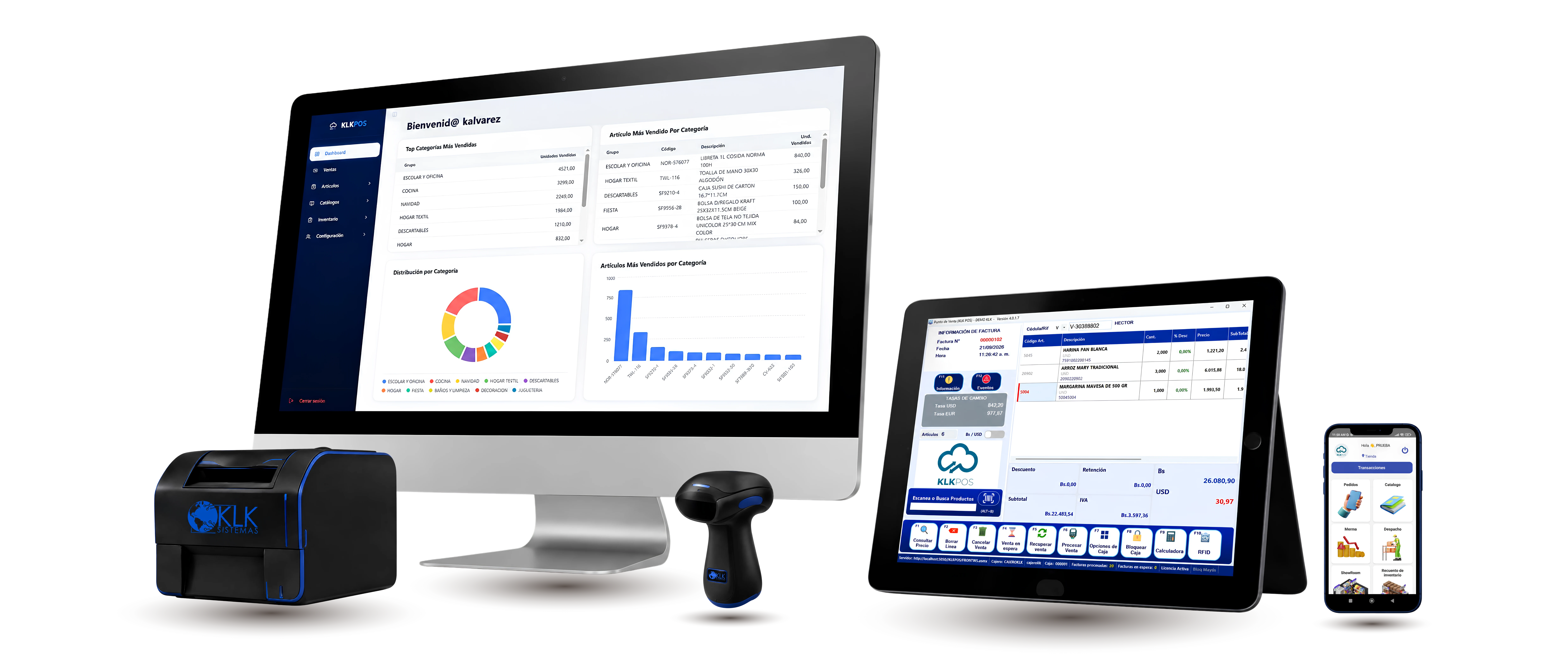 Dispositivos KLK Sistemas - Punto de Venta, Tablet y Celular